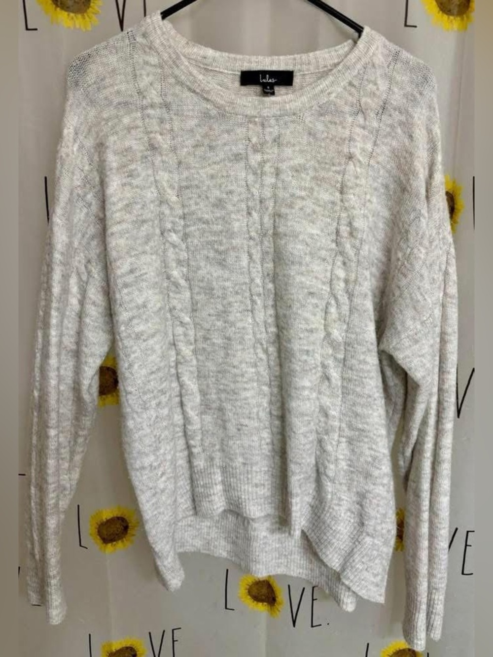 Lulu's Whatever the Weather Cable Knit Sweater | Heather Cream